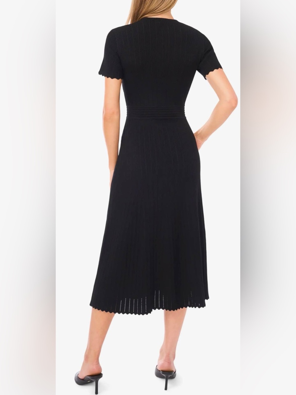 Ted Baker Black Ribbed Knit Midi Dress size Large
